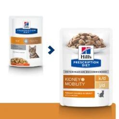 Hill's Prescription Diet K/D + Mobility Croquettes Pour Chat Au Poulet -Chats Et Chiens Fournitures 52742011561 0 prescription diet chat k d mobility sachet repas poulet