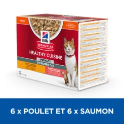 HILL'S SCIENCE PLAN HEALTHY CUISINE MIJOTÉS POUR CHAT ADULTE STÉRILISÉ AU POULET ET AU SAUMON 12X80G -Chats Et Chiens Fournitures Hills science plan chat adult sterilised cat healthy cuisine mijotes sachet repas poulet saumon 12x80g 1 FR