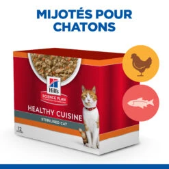 HILL'S SCIENCE PLAN HEALTHY CUISINE MIJOTÉS POUR CHAT ADULTE STÉRILISÉ AU POULET ET AU SAUMON 12X80G -Chats Et Chiens Fournitures Hills science plan chat adult sterilised cat healthy cuisine mijotes sachet repas poulet saumon 12x80g 2 FR